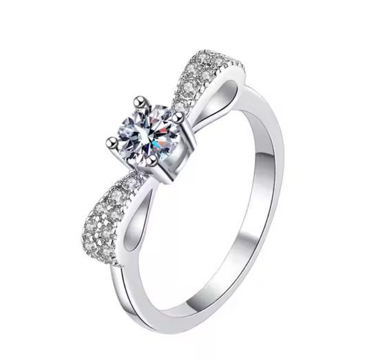 Beau: 0.5 Carat D Color VVS1 Moissanite Ring with Bow-Inspired Design