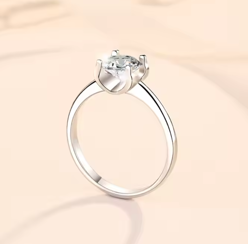 Lina: 1 Carat D Color VVS1 Moissanite Solitaire Ring