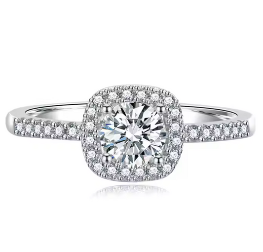 Arden Halo: 1 Carat D Color VVS1 Moissanite Ring with Halo Setting