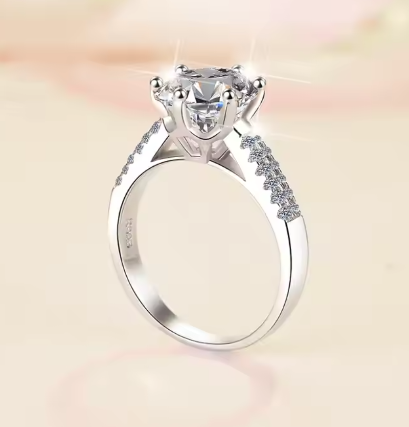 Celeste: 3 Carat D Color VVS1 Moissanite Solitaire Ring