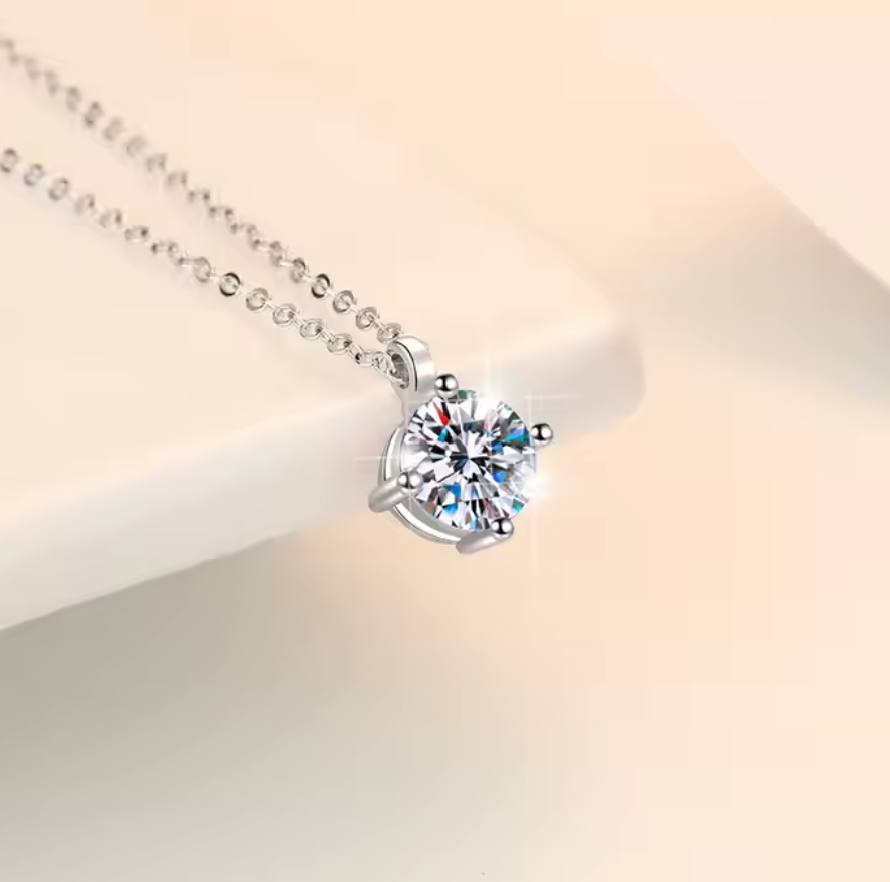 Gleam: 2 Carat D Color VVS1 Moissanite Solitaire Necklace