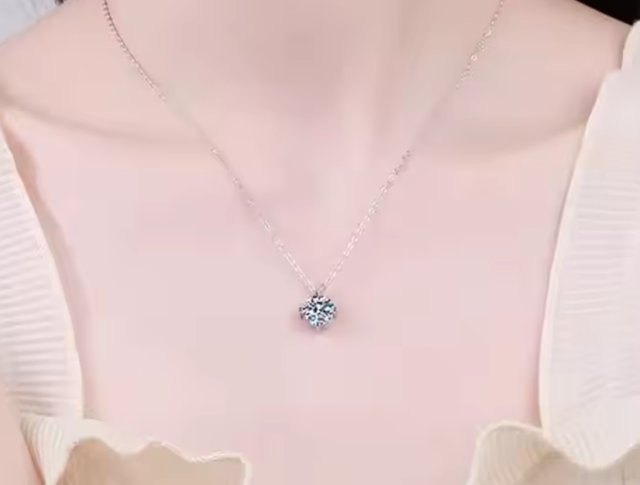 Gleam: 2 Carat D Color VVS1 Moissanite Solitaire Necklace