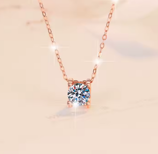 Aurora Glow: 1 Carat D Color VVS1 Moissanite Rose Gold Pendant