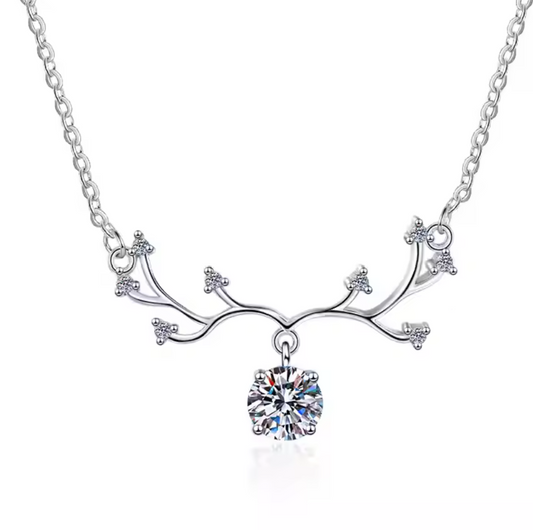 Liora: 1 Carat VVS1 D Color Moissanite Antler Pendant